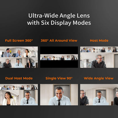 360 Degree All around Meeting Webcam - 1080P HD Video Conference Camera with High Fidelity Microphone, USB-C | for Video Conferencing, Online Classes, and Collaboration (JVCU360)