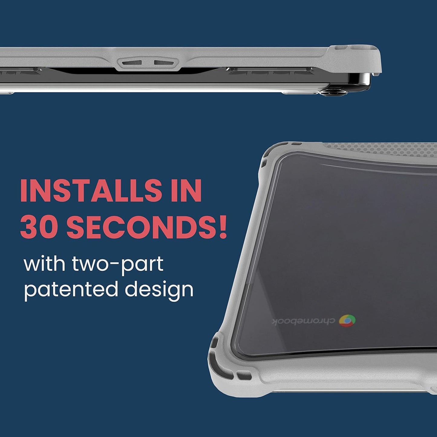 EXO Hard Shell Laptop Case ONLY Fits Dell 3110/3100 11 Inch Chromebook Clamshell- Protective Cover for Kids Devices in School and at Home, Office or Personal Use-Gray.