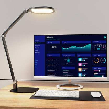 LED Desk Lamp for Home Office, Desk Light for Video Call, 3 Color Temperature 10 Brightness Computer Light, Dimmable Led Desk Light with Memory & Timer Func, Metal Swing Arm Architect Desk Lamp