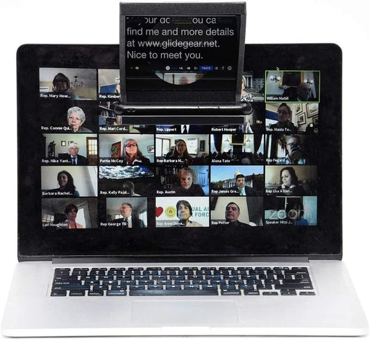 The Original Compact Personal Teleprompter for Video Production. No Studio Required. Perfect for Dslrs, Webcams, and Built-In Laptop Cameras. Use with Ios or Android.