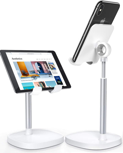 Cell Phone Stand Adjustable for Iphone Phone Holder for Desk, Office Desk Accessories PC Gaming Gifts for Her Kitchen Gadgets Clearance Essentials Fit Otterbox Case Switch Ipad Air Tablet 4-10In