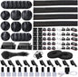 Cord Management Organizer Kit 4 Cable Sleeve Split with 41Self Adhesive Clips Holder, 10Pcs and 2 Roll Self Tie 100 Fastening Ties for TV Office Car Desk Home Black