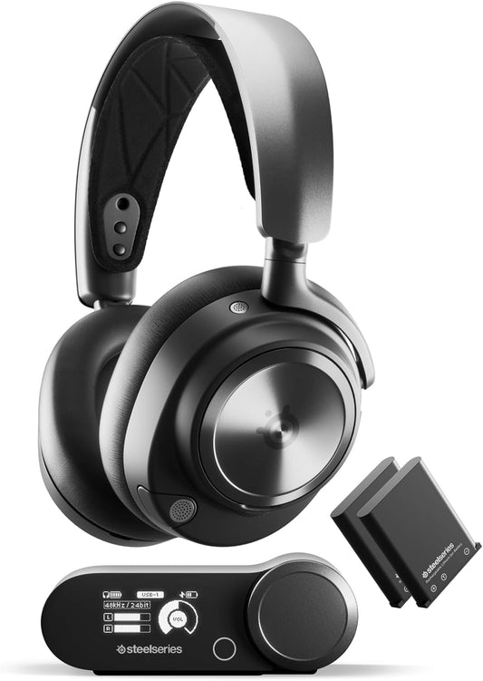Arctis Nova Pro Wireless Multi-System Gaming Headset - Premium Hi-Fi Drivers - Active Noise Cancellation - Infinity Power System - Stealth Retractable Mic - PC, PS5/PS4, Switch, Mobile