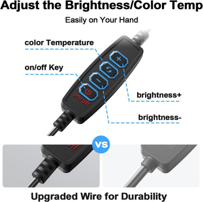 Clip-On Ring Light for Laptop Computer, Universal Phone/Tablet/Webcam Mount - Portable LED Light for Zoom Meetings, Live Streaming, Content Creation/Video Recording/Tiktok