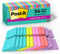Super Sticky Notes, 24 Sticky Note Pads, 3 X 3 In., School Supplies, Office Products, Sticky Notes for Vertical Surfaces, Monitors, Walls and Windows, Supernova Neons Collection