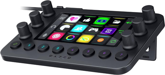 Stream Controller: All-In-One Keypad for Streaming - 12 Haptic Switchblade Keys - 6 Tactile Analog Dials - 8 Programmable Buttons - Designed for PC & Mac Compatibility