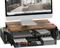 Monitor Stand Riser, Desk Organizer with Drawer and Pen Holder, 2-Tier Computer Stand, Office Desk Accessories, Office Organization (Wood)