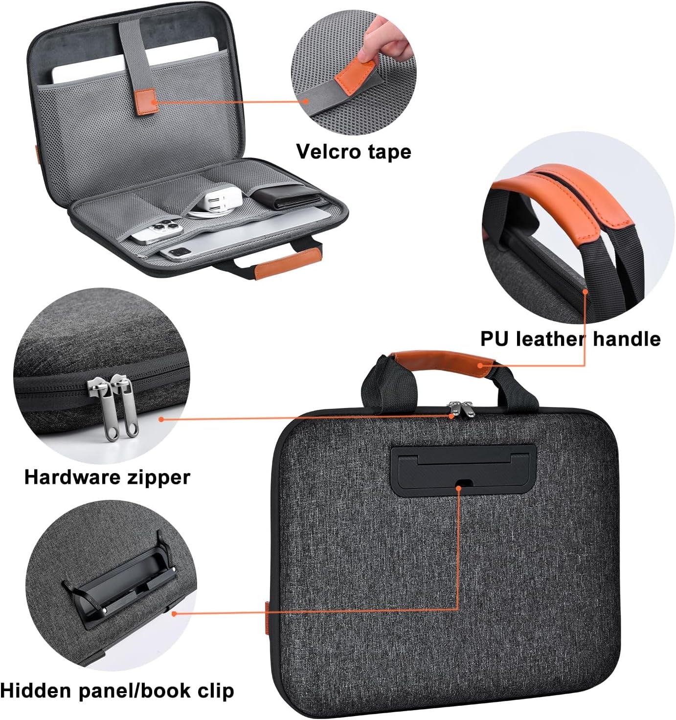 Laptop Case, Laptop Sleeve Bag 14 Inch, Water Resistant Computer Cases for Laptops, Multiple Lap Desk for Men Women, Compatible with Mackbook Air, Lenovo, HP, Dell, Asus Notebook (Dark Grey)