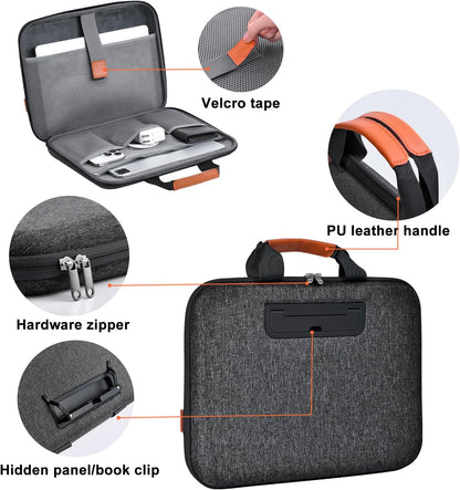 Laptop Case, Laptop Sleeve Bag 14 Inch, Water Resistant Computer Cases for Laptops, Multiple Lap Desk for Men Women, Compatible with Mackbook Air, Lenovo, HP, Dell, Asus Notebook (Dark Grey)
