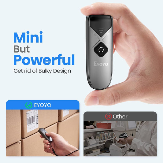 Bluetooth 2D&1D Barcode Scanner, Portable Wireless Mini Barcode Reader with 2.4G Wireless/Bluetooth/Usb Wired Connection QR Code Scanner Compatible with Pad, Phone, Android, Tablet PC