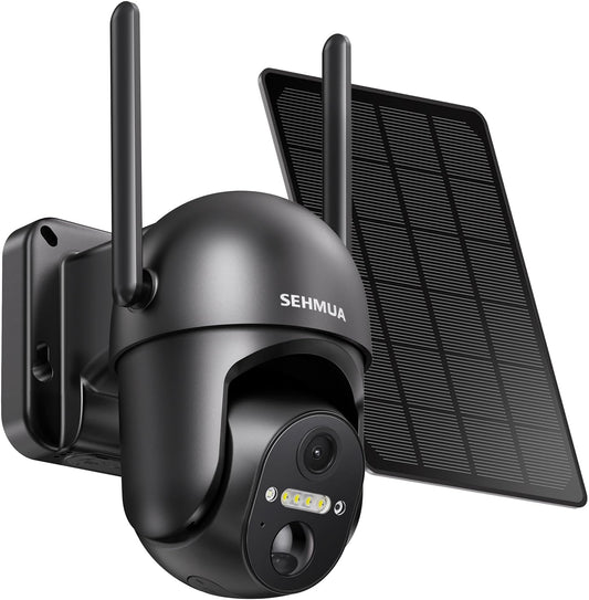 Solar Security Cameras Wireless Outdoor, 2K 360° View Battery Powered Outdoor Camera, Wifi Home Security with Spotlight Color Night Vision, PIR Sensor