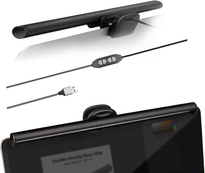 Portable Laptop Monitor Light Bar with USB Connection, E-Reading LED Task Lamp, 3 Color Temperature Settings, 10 Levels of Brightness Adjustment, No Glare on the Screen, Saves Space