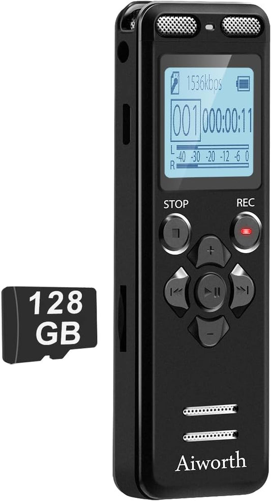 136GB Digital Voice Recorder Voice Activated Recorder for Lectures Meetings -  9860 Hours Sound Audio Recorder Dictaphone Recording Device with Playback,Mp3 Player,Password,Variable Speed.