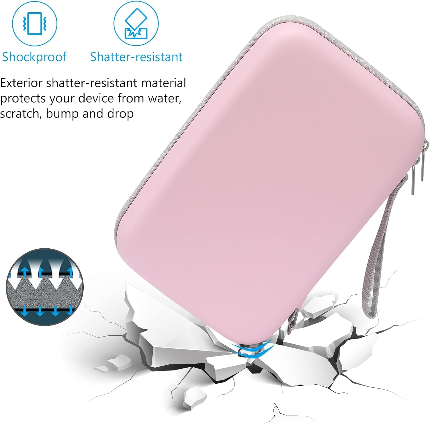 Hard Travel Electronic Organizer Case for Macbook Power Adapter Chargers Cables Power Bank Apple Magic Mouse Apple Pencil USB Flash Disk SD Card Small Portable Accessories Bag -L, Rosegold