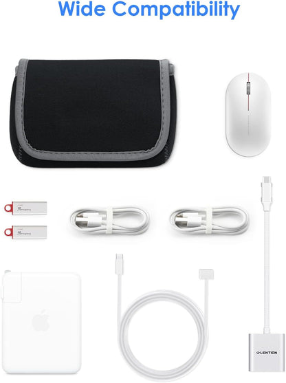 Tech Pouch Storage Small Bag Cases for Accessories Laptop Macbook Power Adapter, Wireless Mouse, Iphone Charger, Cellphone, Power Bank, Cord Travel Cable Electronic Organizer - Dark Gray