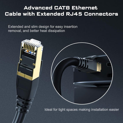 Cat8 Ethernet Cable, Outdoor&Indoor, 6FT Heavy Duty High Speed 26AWG, 2000Mhz with Gold Plated RJ45 Connector, Weatherproof F/FTP UV Resistant for Router, Modem, PC, Gaming