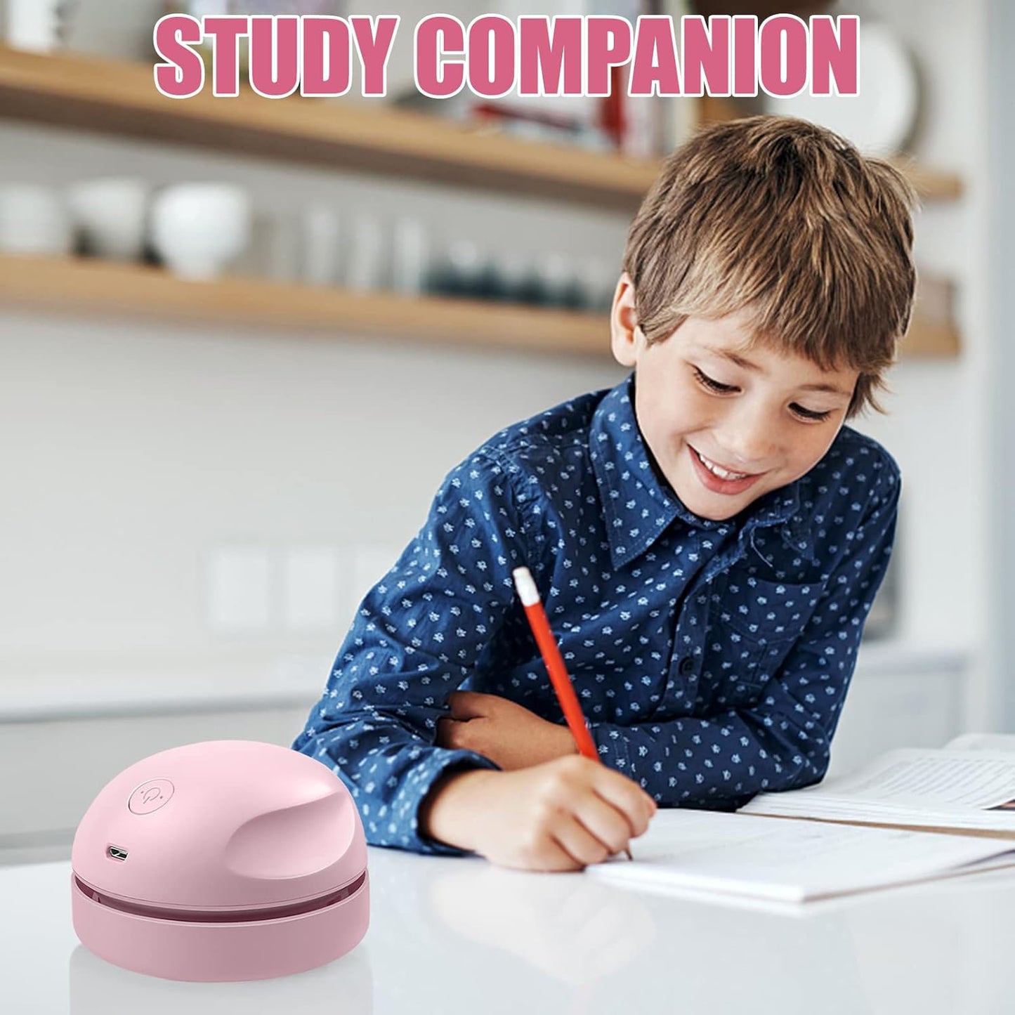 Portable Desktop Vacuum Cleaner, USB Charging, Pink, Best for Cleaning Dust, Crumbs, Piano, Computer, Car Etc.