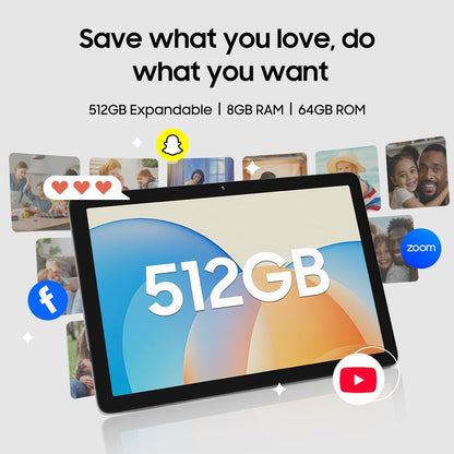 10" Tablet, 2025 Android 14 with Octa-Core Processor, 8GB&64GB Storage(Expand to 512GB), Metal Casing Upgrade, Dual Camera, Wifi 6&Bth 5, 5000Mah Battery