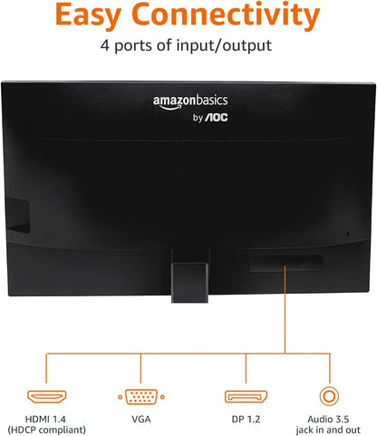 24-Inch IPS Monitor 75 Hz Powered with AOC Technology FHD 1080P HDMI, Display Port and VGA Input VESA Compatible Built-In Speakers for Office and Home, Black