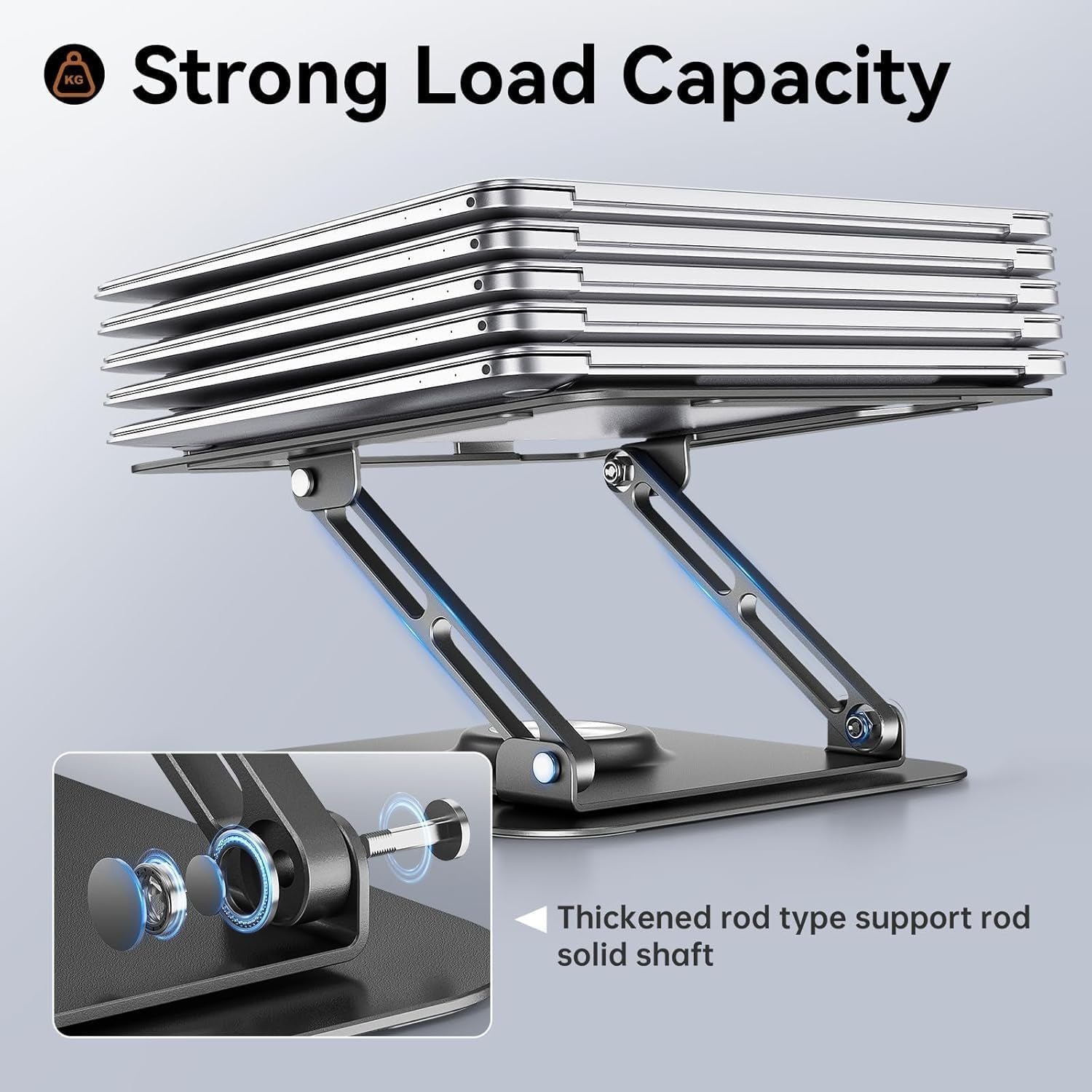 Laptop Stand for Desk, Adjustable Computer Stand with 360° Rotating Base, Ergonomic Laptop Riser for Collaborative Work, Foldable & Portable Laptop Stand, Fits for All 10-16" Laptops
