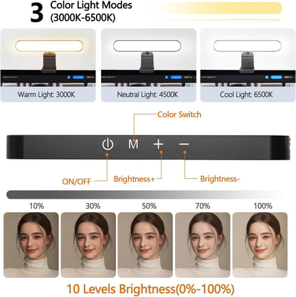 Dual-Lamp Video Conference Lighting, LED Streaming Light with Remote and Touch Control, Zoom Lighting for Computer,Webcam Laptop Monitor Ring Light for Video Calls/Zoom Meetings/Video Recording
