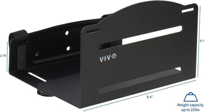 Universal PC Wall Mount, Adjustable Steel Bracket, Computer Case, Open Frame CPU Strap Holder, Black, MOUNT-PC03V