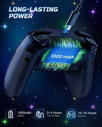 Switch Controller, LED Star Wireless Pro Controllers Compatible with Lite/Oled, Multi-Platform Windows PC with 9 Colors Colorful RGB Lights/Programmable/Vibration/Turbo/Wakeup