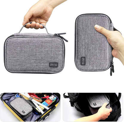 Electronics Cords Organizer Tech Accessories Storage Case Travel Small Carrying Bag for Charging Cables Adapter USB Plugs Power Cord Leads - Grey 1680D