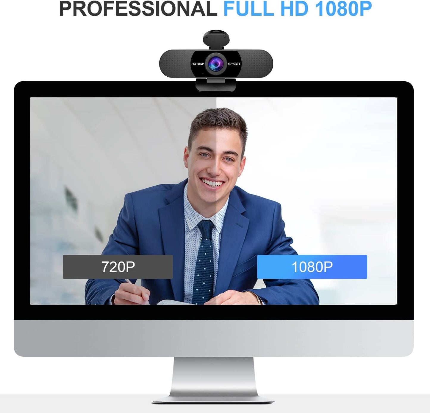 1080P Webcam with Microphone, C960 Web Camera, 2 Mics Streaming Webcam, 90°FOV Computer Camera, Plug and Play USB Web Cam for Online Calling/Conferencing, Zoom/Skype/Facetime/Youtube, Laptop/Pc