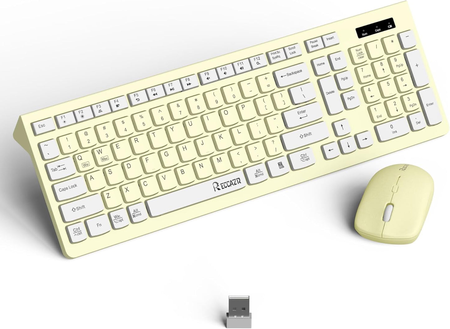 Wireless Keyboard and Mouse Combo, Full-Sized Wireless Keyboard and Adjustable DPI Mouse, 2.4Ghz USB Receiver, Silent Keyboard and Mouse for PC, Windows, MAC, Desktop, Laptop (Avocado Green)