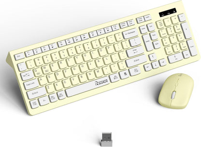 Wireless Keyboard and Mouse Combo, Full-Sized Wireless Keyboard and Adjustable DPI Mouse, 2.4Ghz USB Receiver, Silent Keyboard and Mouse for PC, Windows, MAC, Desktop, Laptop (Avocado Green)