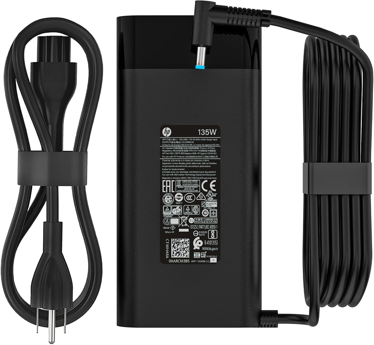 135W Laptop Charger Fit for HP Spectre X360 15 16 Pavilion Gaming 15 16 15-Ec0751Ms Omen 15 17 Envy 13 14 for HP L15534-001 TPN-DA11 TPN-CA13 19.5V 6.9A Ac Adapter Power Supply Cord