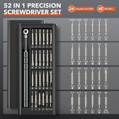 50-IN-1 Precision Screwdriver Set, Mini Repair Tool Kit with Torx for Macbook, Computer, Laptop, Iphone, PS5, Xbox, Switch, Glasses, Watch, Ring Doorbell, Electronic, Small Gift Gadget for Men