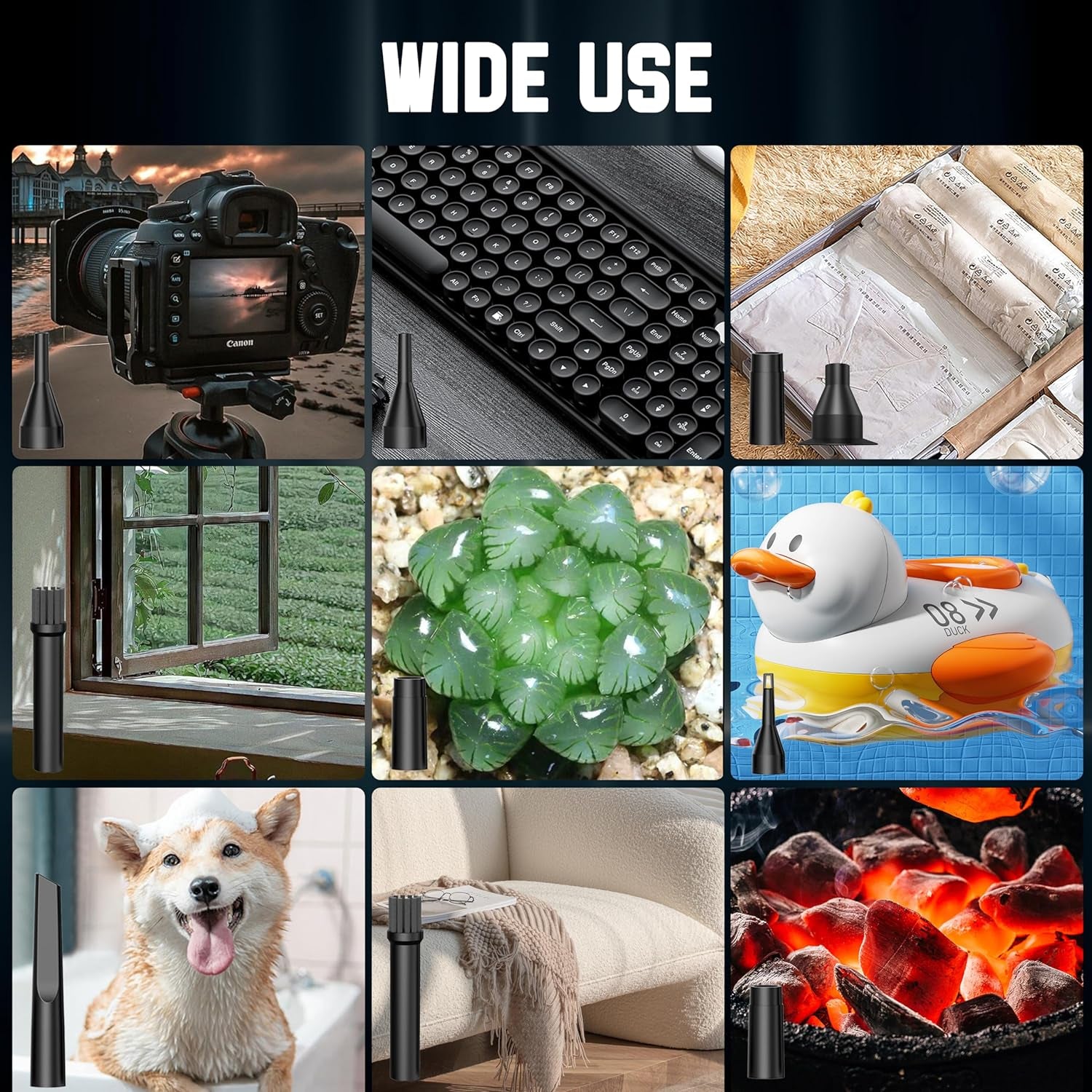 Compressed Air Duster-Cordless Air Blower-Electric Air Duster for Cleaning Keyboard Pc-Air Cleaning Kit-3 Speed Duster Cleaner with Led-Light-No Canned Air Dusters-Car Dusters