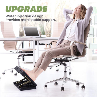 Foot Rest for under Desk at Work, Height Adjustable Footrest with Massage Roller and Soft Pad, Foldable Ergonomic Foot Rest for Car, Underdesk, Home, Train(Black)