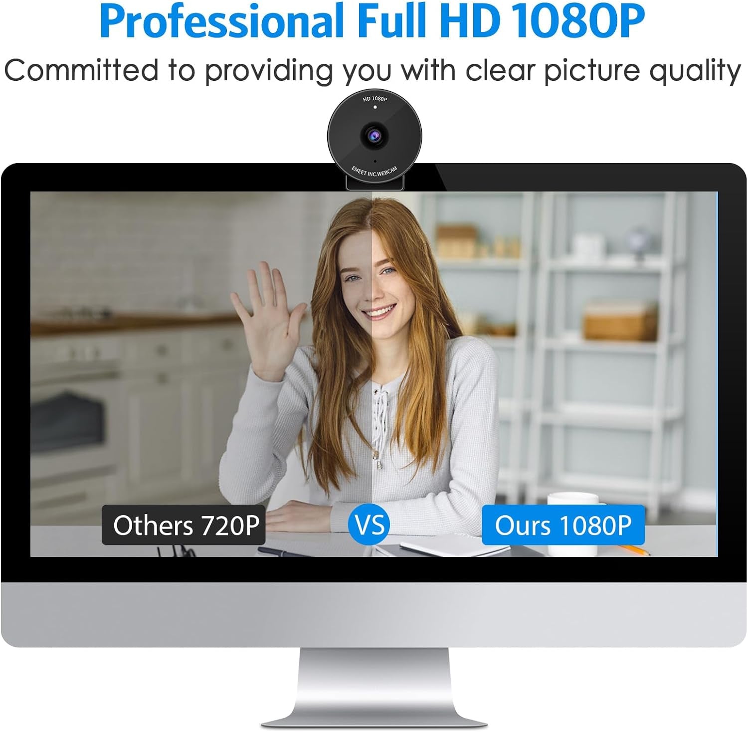 1080P Webcam - USB Webcam with Microphone & Physical Privacy Cover, Noise-Canceling Mic, Auto Light Correction, Fixed Focus, C950 Ultra Web Cam W/ 70°View for Meeting/Online Classes/Zoom/Youtube
