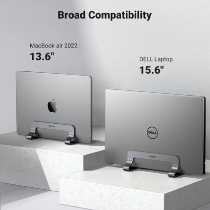 Vertical Laptop Stand Holder for Desk Compatible with Macbook Pro, Macbook Air Stand Vertical Aluminum Adjustable for up to 17.3 Inch Gaming Laptop, Gray