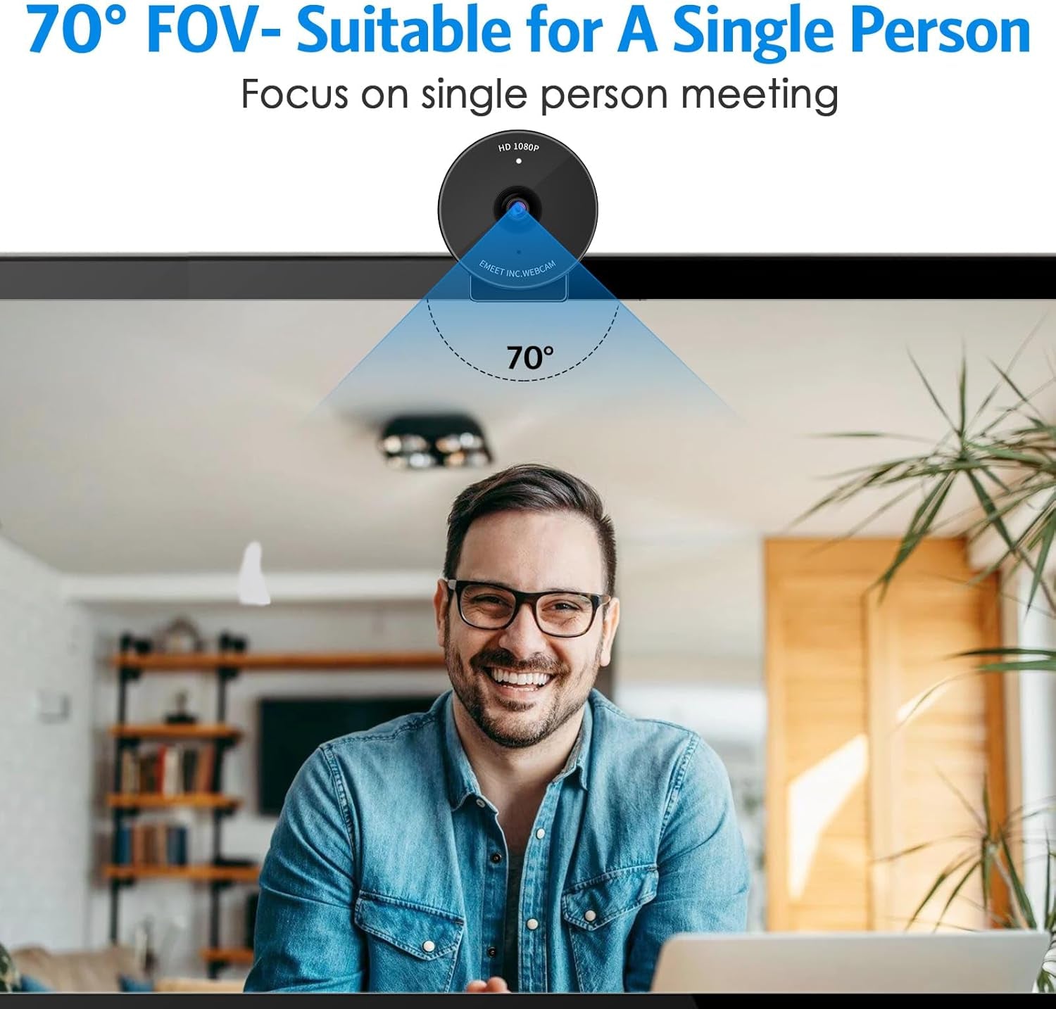 1080P Webcam - USB Webcam with Microphone & Physical Privacy Cover, Noise-Canceling Mic, Auto Light Correction, Fixed Focus, C950 Ultra Web Cam W/ 70°View for Meeting/Online Classes/Zoom/Youtube