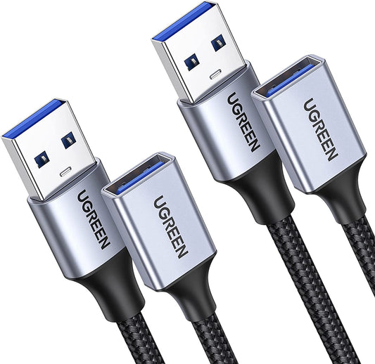 2 Pack USB Extension Cable (3 FT+ 3 FT), Nylon Braided Extender Compatible with Webcam, Camera, Phone, Hub, Mouse, Keyboard, Printer, Hard Drive, Headset
