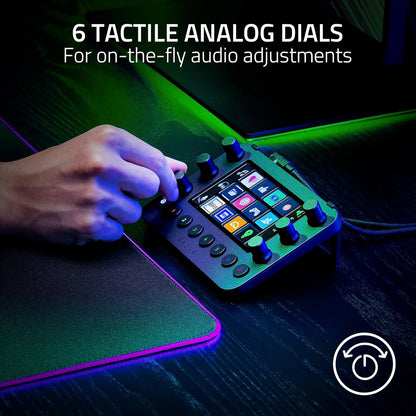 Stream Controller: All-In-One Keypad for Streaming - 12 Haptic Switchblade Keys - 6 Tactile Analog Dials - 8 Programmable Buttons - Designed for PC & Mac Compatibility