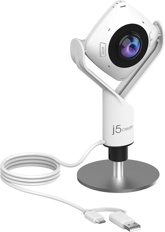 360 Degree All around Meeting Webcam - 1080P HD Video Conference Camera with High Fidelity Microphone, USB-C | for Video Conferencing, Online Classes, and Collaboration (JVCU360)