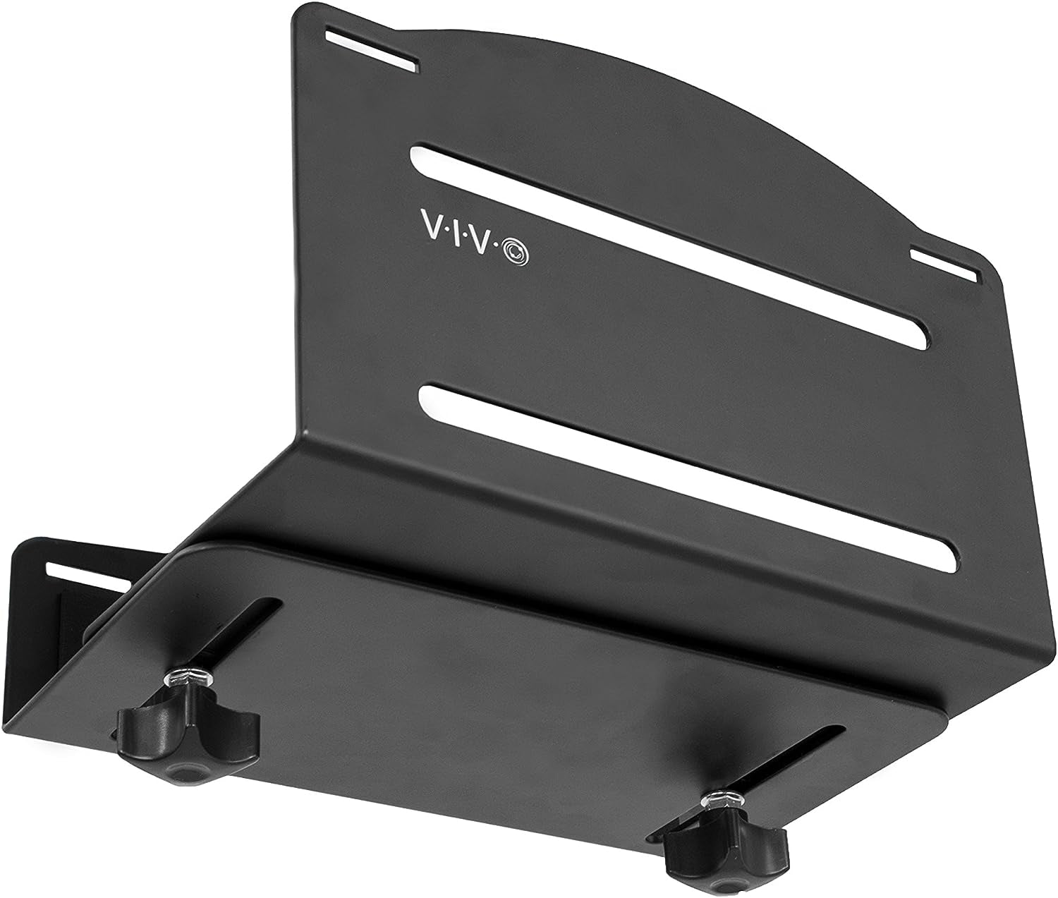 Universal PC Wall Mount, Adjustable Steel Bracket, Computer Case, Open Frame CPU Strap Holder, Black, MOUNT-PC03V