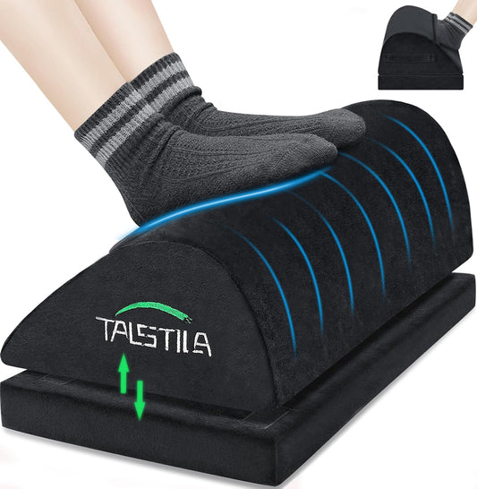 Foot Rest for under Desk at Work, Footrest with Warm Plush Feet Pocket, Ergonomic 2 Adjustable Heights Foot Stool, under Desk Footrests, for Office Desks & Chair - Back & Leg Pain Relief