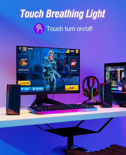 Computer Speakers, USB/USB-C Powered PC Speakers with Loud Stereo Sound, Headphone-In for Desktop, Imac, Macbook, Laptop, Monitor (USB-C to USB Adapter Included)