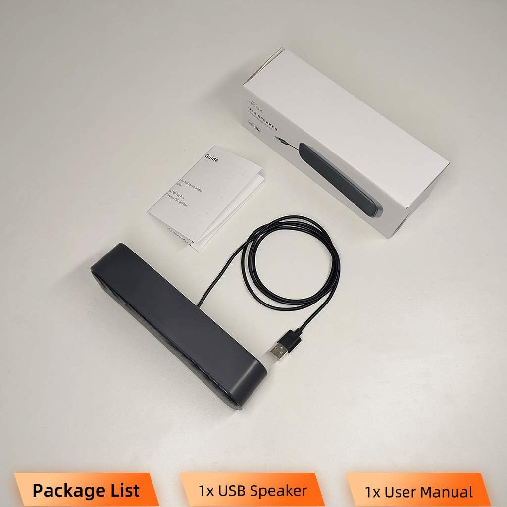 [Upgraded] USB Computer /Laptop Speaker with Stereo Sound & Enhanced Bass, Portable Mini Sound Bar for Windows Pcs, Desktop Computer and Laptops