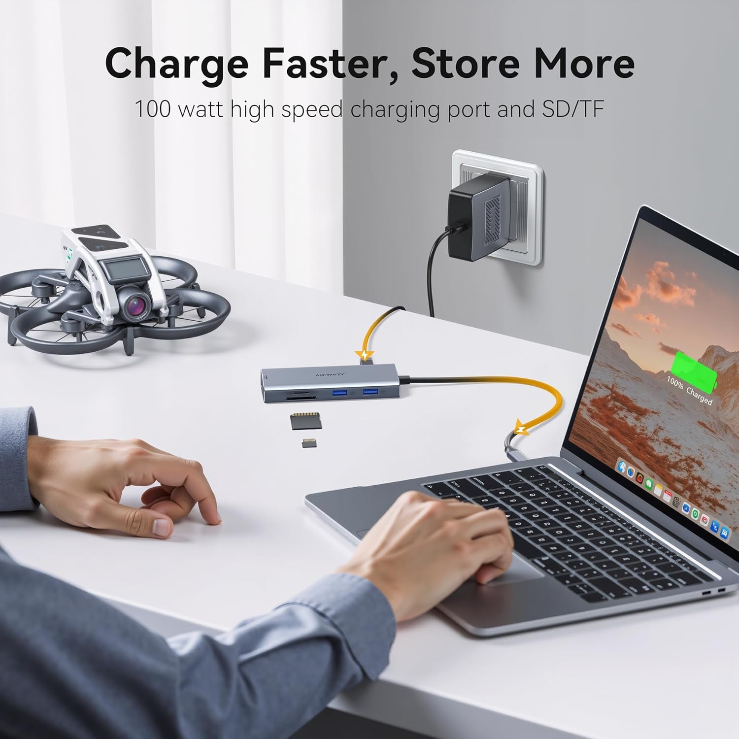 USB C Hub Multiport Adapter for Macbook Pro/Air, 9 in 1 USB C Dongle Dock Mac HDMI Adapter Compatible for Ipad Pro,Imac,Dell Xps,Thinkpad(4K@60Hz HDMI,SD/TF Card Reader,100W PD, 5 USB Ports)