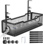 Under Desk Cable Management Tray Black,  Wire Organizers No Drill, Cable Tray with Clamp for Wire Management, Cord Organization Box for Office, Home - No Damage to Desk