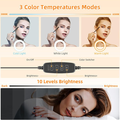 Ring Light for Laptop Desk Clip On,Small Computer Video Conference Lighting with Stand for Phone/Webcam/Monitor,5" Portable Mini LED Selfie Light Desktop for Zoom Meeting/Video Call/Recording