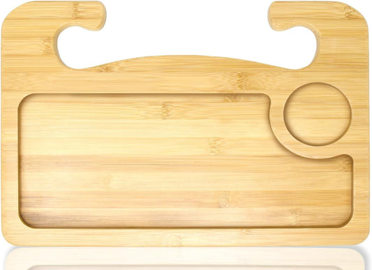 2 in 1 Car Steering Wheel Desk | Lap Desk for Convenient Working | Bamboo Trays for Eating | Interior Accessories for Truck Drivers | Lightweight Wooden Tray with Easy Storage