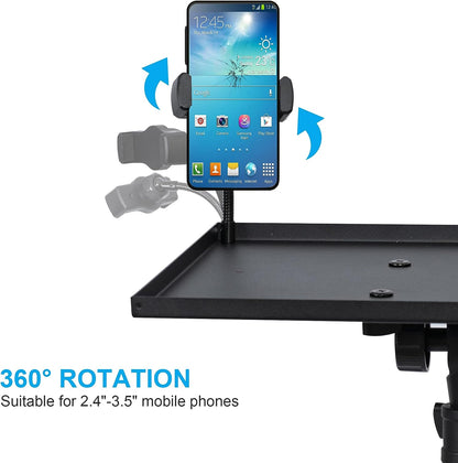 Projector Stand Tripod from 23" to 46", Laptop Tripod Stand Height Adjustable with Gooseneck Phone Holder, Laptop Floor Stand for Office, Home, Stage, Studio, DJ Racks Holder Mount